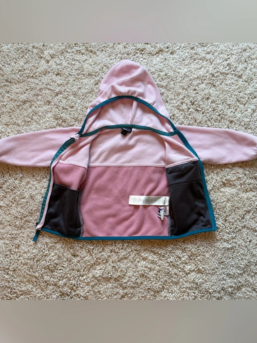 Patagonia Baby Synchilla Fleece Hooded Jacket Pink 12-18 Months Full Zip